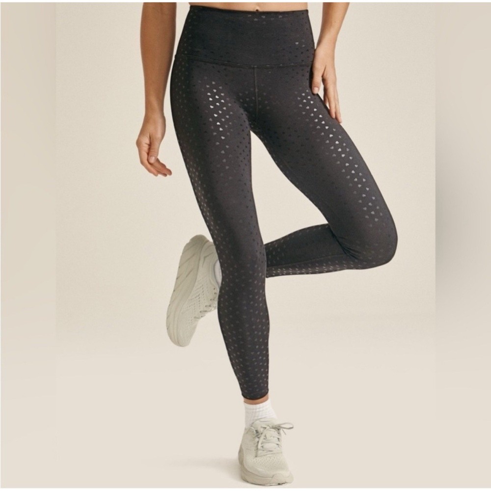 Beyond Yoga Hearts PowerShine High Waisted Black Midi Legging Women Plus Size 1X